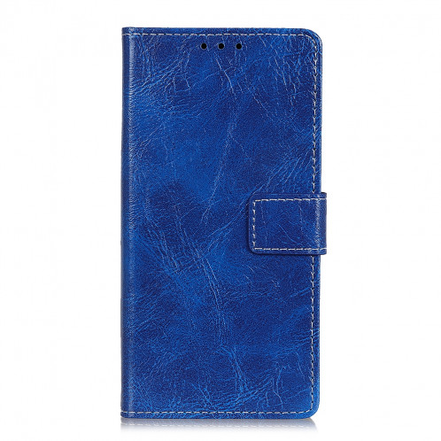 Housse en cuir à rabat horizontal Retro Crazy Horse Texture pour iPhone 11 Pro Max, avec porte-carte et fentes pour cartes, cadre photo et porte-monnaie (bleu) SH001L1156-07