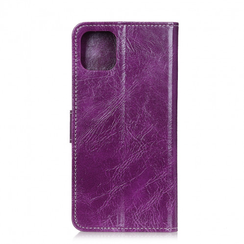 Housse en cuir à rabat horizontal Retro Crazy Horse Texture pour iPhone 11 Pro Max, avec porte-carte et fentes pour cartes, cadre photo et porte-monnaie (Violet) SH001P701-07