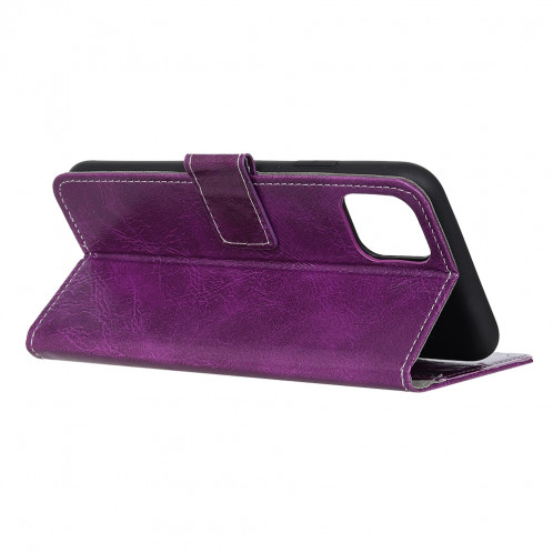 Housse en cuir à rabat horizontal Retro Crazy Horse Texture pour iPhone 11 Pro Max, avec porte-carte et fentes pour cartes, cadre photo et porte-monnaie (Violet) SH001P701-07