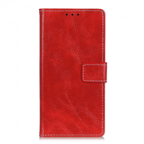 Housse en cuir à rabat horizontal Retro Crazy Horse Texture pour iPhone 11 Pro Max, avec porte-carte et fentes pour cartes, cadre photo et porte-monnaie (Rouge) SH001R579-07