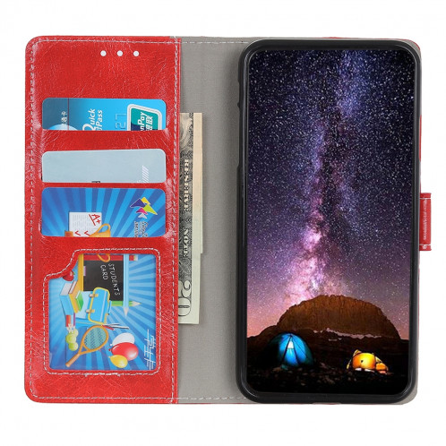 Housse en cuir à rabat horizontal Retro Crazy Horse Texture pour iPhone 11 Pro Max, avec porte-carte et fentes pour cartes, cadre photo et porte-monnaie (Rouge) SH001R579-07