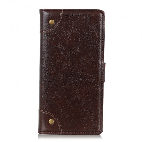 Étui en cuir à rabat horizontal en cuir avec boucle de cuivre pour iPhone 11 Pro Max, avec support et emplacements pour cartes et portefeuille (café) SH003C1978-07