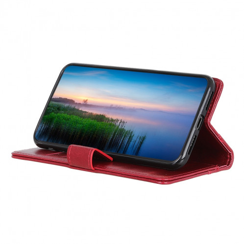 Étui en cuir à rabat horizontal en cuir avec boucle de cuivre pour iPhone 11 Pro Max, avec support et emplacements pour cartes et portefeuille (vin rouge) SH03WR439-07