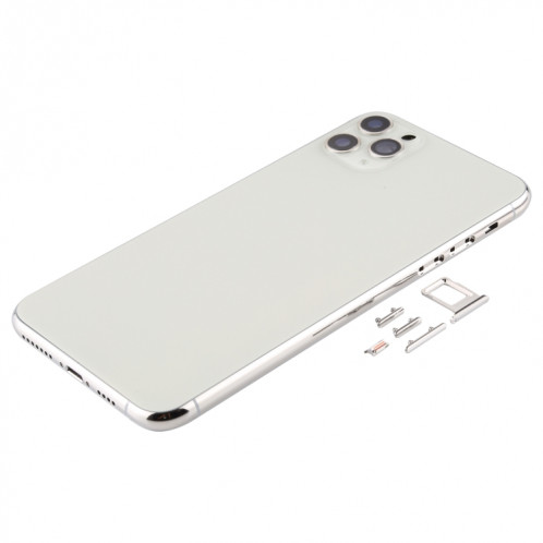 Couvercle arrière du boîtier avec plateau pour carte SIM, touches latérales et objectif de caméra pour iPhone 11 Pro Max (argent) SH11SL91-06