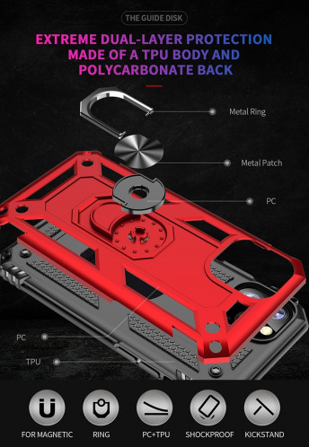 Coque de protection Armor TPU + PC pour iPhone 11 Pro Max, avec support de rotation à 360 degrés (or rose) SH48RG214-07