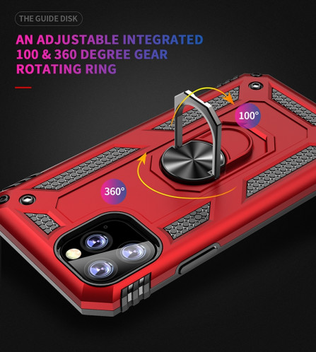 Étui de protection Armor TPU + PC pour iPhone 11 Pro Max, avec support de rotation à 360 degrés (rouge) SH748R1669-07