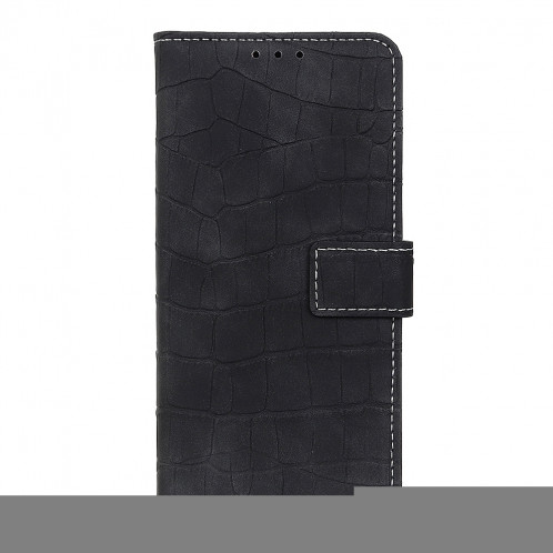 Etui à rabat horizontal en cuir à texture croco magnétique pour iPhone 11 Pro Max, avec support et emplacements pour cartes et porte-monnaie (Noir) SH956B869-08