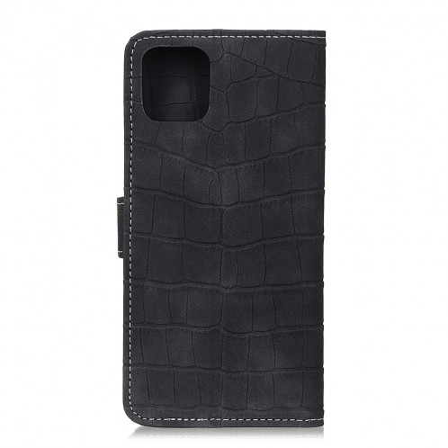 Etui à rabat horizontal en cuir à texture croco magnétique pour iPhone 11 Pro Max, avec support et emplacements pour cartes et porte-monnaie (Noir) SH956B869-08