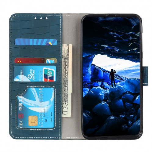 Etui à rabat horizontal en cuir avec texture croco magnétique pour iPhone 11 Pro Max, avec support et emplacements pour cartes et porte-monnaie (vert) SH956G1151-08