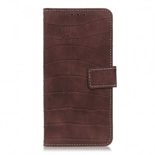 Etui à rabat horizontal en cuir texturé avec texture croco magnétique pour iPhone 11 Pro Max, avec support et emplacements pour cartes et porte-monnaie (Marron) SH956Z1936-08