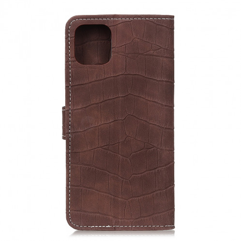 Etui à rabat horizontal en cuir texturé avec texture croco magnétique pour iPhone 11 Pro Max, avec support et emplacements pour cartes et porte-monnaie (Marron) SH956Z1936-08
