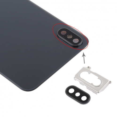 Coque arrière de batterie avec lunette arrière et objectif et adhésif pour iPhone XS Max (Noir) SH35BL1253-06
