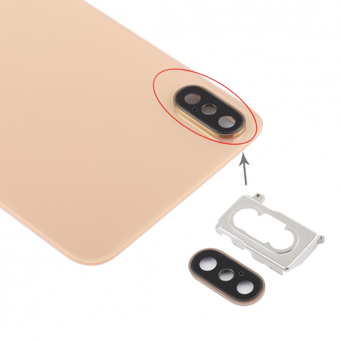 Coque arrière pour batterie avec lunette arrière, lentille et adhésif pour iPhone XS Max (Or) SH35JL1574-06