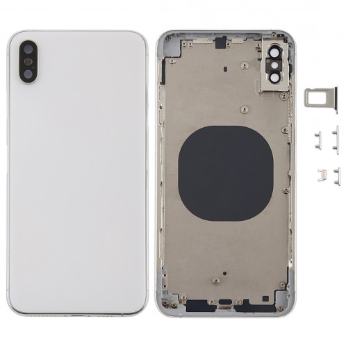 Coque arrière avec objectif pour appareil photo, plateau de carte SIM et touches latérales pour iPhone XS Max (blanc) SH06WL364-06