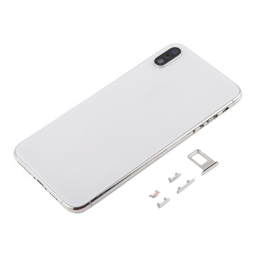 Coque arrière avec objectif pour appareil photo, plateau de carte SIM et touches latérales pour iPhone XS Max (blanc) SH06WL364-06