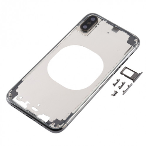 Cache arrière transparent avec objectif de caméra, plateau de carte SIM et touches latérales pour iPhone XS Max (noir) SH667B702-04
