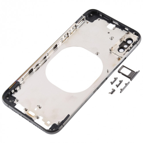 Cache arrière transparent avec objectif de caméra, plateau de carte SIM et touches latérales pour iPhone XS Max (noir) SH667B702-04
