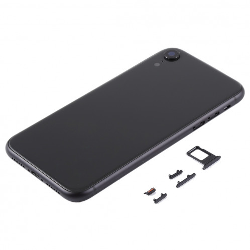 Coque arrière avec objectif d'appareil photo, plateau pour carte SIM et touches latérales pour iPhone XR (noir) SH64BL1020-06
