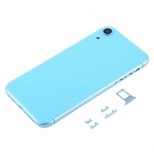 Coque arrière avec objectif d'appareil photo, plateau pour carte SIM et touches latérales pour iPhone XR (bleu) SH64LL528-06