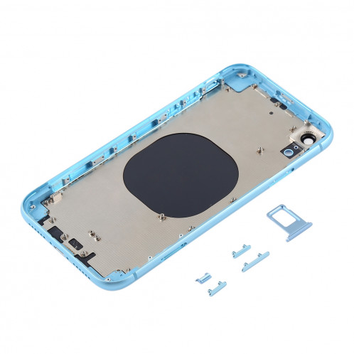 Coque arrière avec objectif d'appareil photo, plateau pour carte SIM et touches latérales pour iPhone XR (bleu) SH64LL528-06