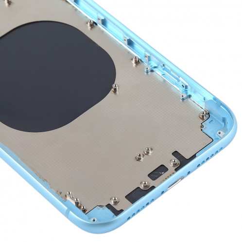 Coque arrière avec objectif d'appareil photo, plateau pour carte SIM et touches latérales pour iPhone XR (bleu) SH64LL528-06