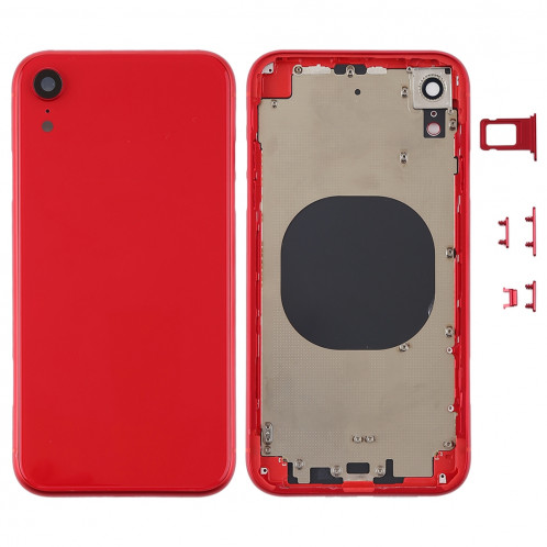 Coque arrière avec objectif d'appareil photo, plateau pour carte SIM et touches latérales pour iPhone XR (rouge) SH64RL775-06