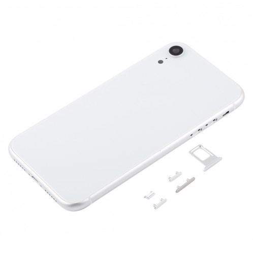Coque arrière avec objectif pour appareil photo, plateau de carte SIM et touches latérales pour iPhone XR (blanc) SH64WL496-06