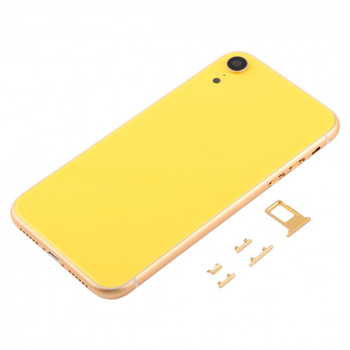 Coque arrière avec objectif d'appareil photo, plateau pour carte SIM et touches latérales pour iPhone XR (jaune) SH64YL1550-06