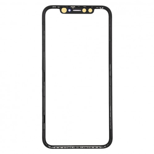 Écran avant avec lentille en verre avec cadre + Adhésif optiquement transparent OCA pour iPhone XR (noir) SH065B1159-06