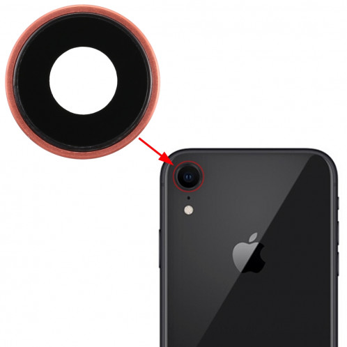 Lunette arrière pour appareil photo avec cache-objectif pour iPhone XR (or rose) SH12RG525-04