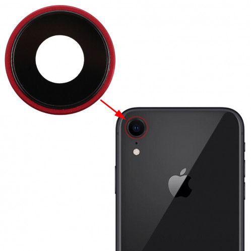 Lunette arrière avec cache de protection pour iPhone XR (rouge) SH312R1116-04