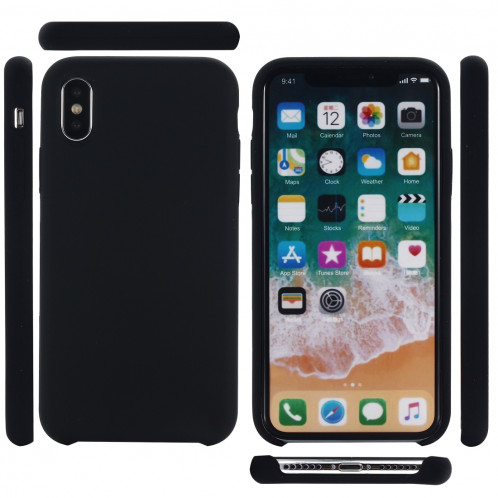 Housse de protection en silicone liquide à couverture intégrale à quatre coins pour iPhone XR 6,1 pouces (noir) SH098B136-07