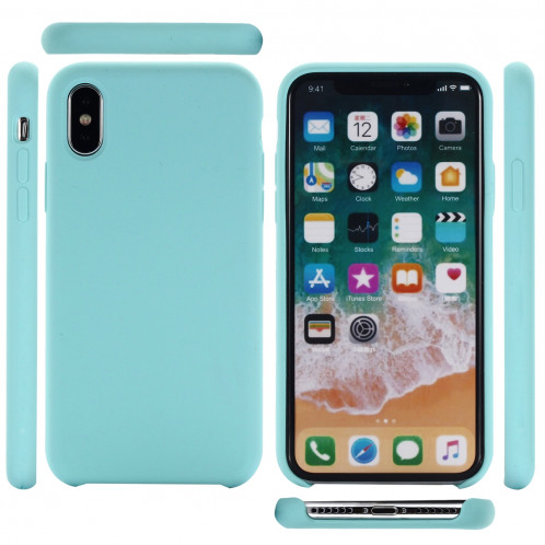 Étui de protection en silicone liquide à couverture intégrale à quatre coins pour iPhone XR 6,1 pouces (vert) SH098G167-07