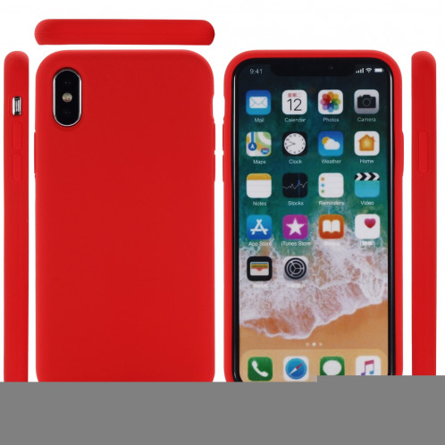 Housse de protection en silicone liquide à couverture intégrale pour 4,1 pouces, petite quantité recommandée avant le lancement de l'iPhone XS (rouge) SH098R1195-07