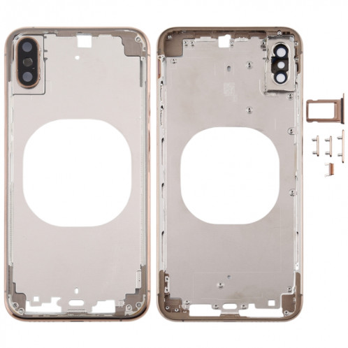 Cache arrière transparent avec objectif de caméra, plateau de carte SIM et touches latérales pour iPhone XS (or) SH288J1659-04