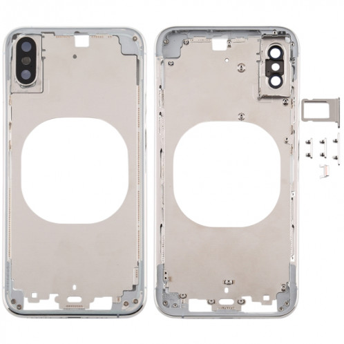 Cache arrière transparent avec objectif de caméra, plateau de carte SIM et touches latérales pour iPhone XS (blanc) SH288W975-04