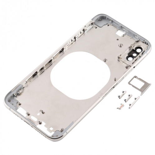 Cache arrière transparent avec objectif de caméra, plateau de carte SIM et touches latérales pour iPhone XS (blanc) SH288W975-04