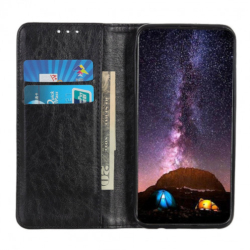Etui en cuir à rabat horizontal avec texture Crazy Horse pour iPhone 11 Pro Max, avec porte-cartes et porte-cartes (noir) SH020B1315-07