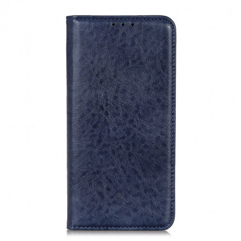 Etui en cuir à rabat horizontal avec texture Crazy Horse pour iPhone 11 Pro Max, avec support et emplacements de cartes et porte-monnaie (bleu) SH020L882-07