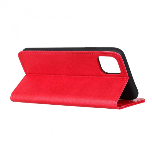 Etui en cuir à rabat horizontal avec texture pour Crazy Horse pour iPhone 11 Pro Max, avec support et emplacements pour cartes et porte-monnaie (Rouge) SH020R1231-07