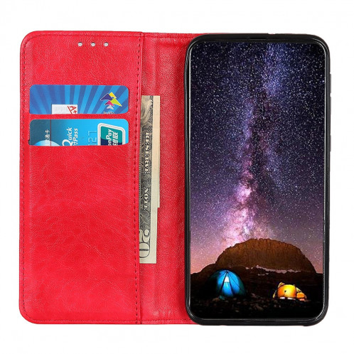 Etui en cuir à rabat horizontal avec texture pour Crazy Horse pour iPhone 11 Pro Max, avec support et emplacements pour cartes et porte-monnaie (Rouge) SH020R1231-07