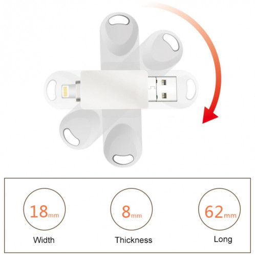 S29 3 en 1 8 Go Micro USB 3.0 + USB-C / Type-C + Interface à 8 broches Disque Flash en métal Twister (Argent) SH230S771-09