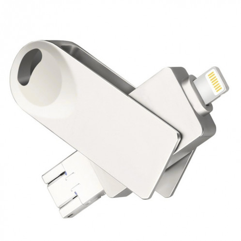 S29 3 en 1 128 Go Micro USB 3.0 + USB-C / Type-C + Interface à 8 broches Disque Flash en métal Twister (Argent) SH234S1360-00