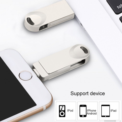 S29 3 en 1 128 Go Micro USB 3.0 + USB-C / Type-C + Interface à 8 broches Disque Flash en métal Twister (Argent) SH234S1360-00