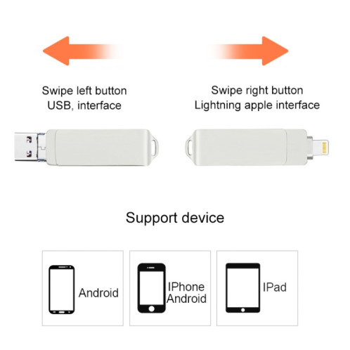S31 3 en 1 16 Go Micro USB 2.0 + USB-C / Type-C + Interface à 8 broches Disque Flash en métal Twister (Argent) SH241S1984-010