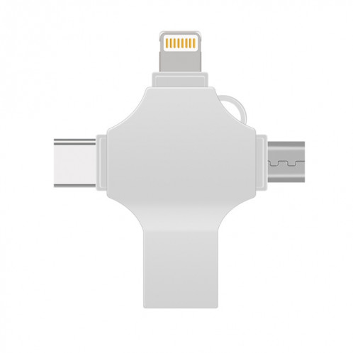 Cross 4 en 1 32 Go 8 broches + Micro USB + USB-C / Type-C + USB 3.0 Disque Flash Métallique (Argent) SH282S1217-09