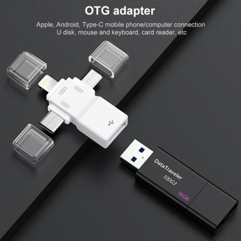 Adaptateur USB 2.0 à 8 broches + USB-C / Type-C + Micro USB OTG SH57231121-06