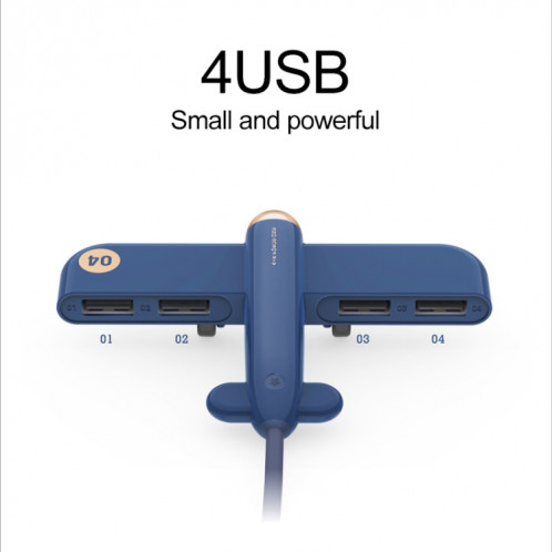 3life-308 5V 0.5A 4 Interfaces USB Air Force One Extender HUB Data Hub (Bleu) SH704L1476-014