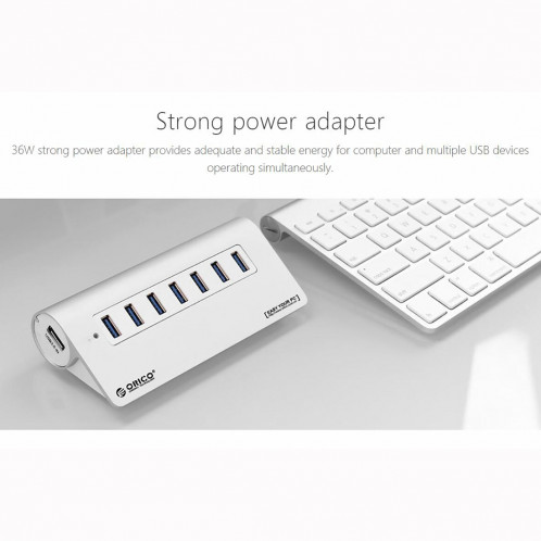 ORICO M3H7-V1 HUB alliage d'aluminium 7 ports USB 3.0 avec adaptateur secteur 30W SO96031339-09