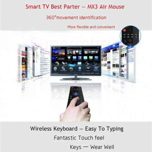 MX3-M Air Mouse Sans Fil 2.4G Télécommande Clavier avec Microphone pour Android TV Box / Mini PC SM0068656-011